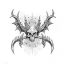 Leg sleeves, bones, diablo, red light, horns, mostly black, hell, dragon skin tattoo design idea