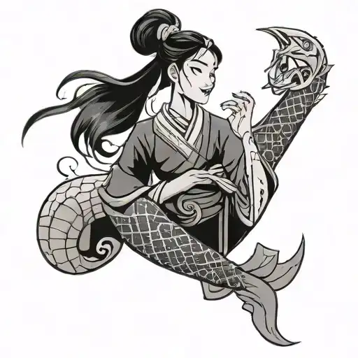 mulan and mushu tattoo design idea