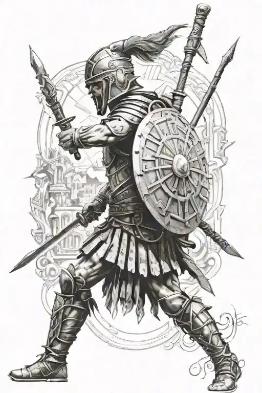 warrior and caliseum tattoo design idea