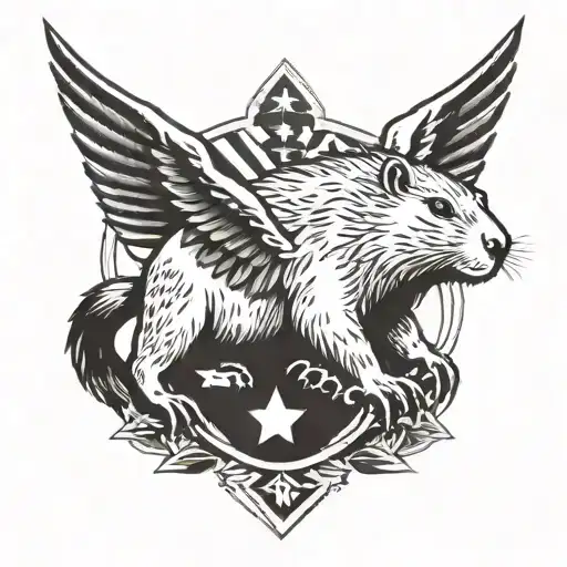capybara, rock music us army Eagle bright tattoo design idea