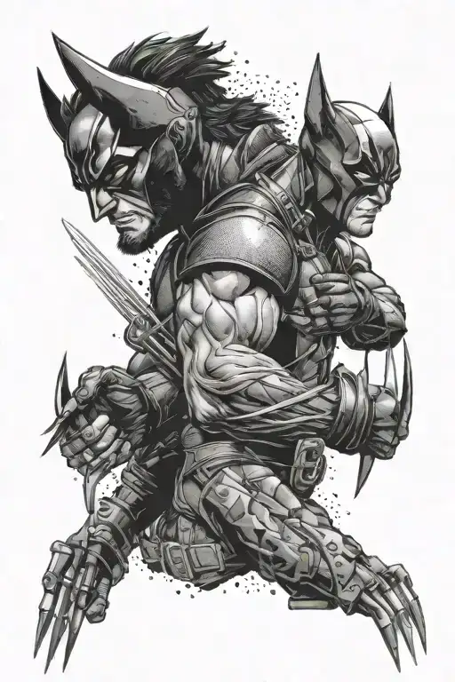 Wolverine and deadpool tattoo design idea