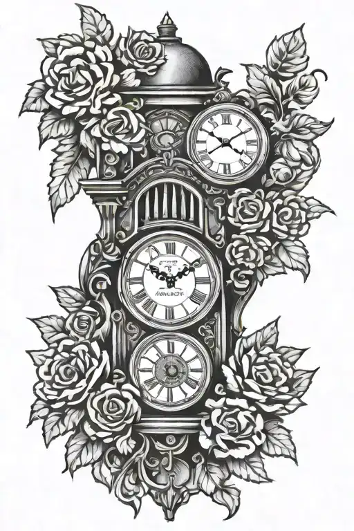 trucker grandfather clock tattoo design idea