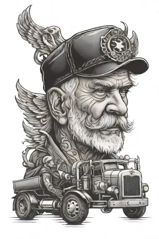 trucker grandfather   tattoo design idea