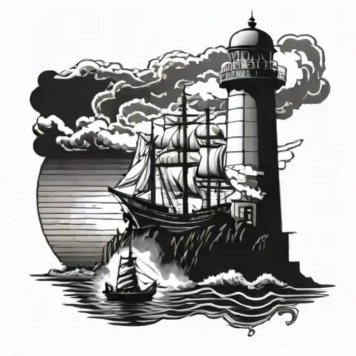 Motorhead, Lighthouse, Ship, Motorcycle, Family, Fisherman, Stoic tattoo design idea