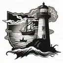 Motorhead, Lighthouse, Ship, Motorcycle, Family, Fisherman, Stoic tattoo design idea