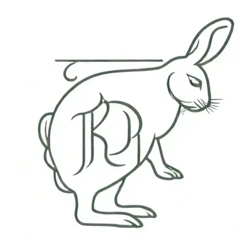 rabbit with cursive R hidden within tattoo design idea