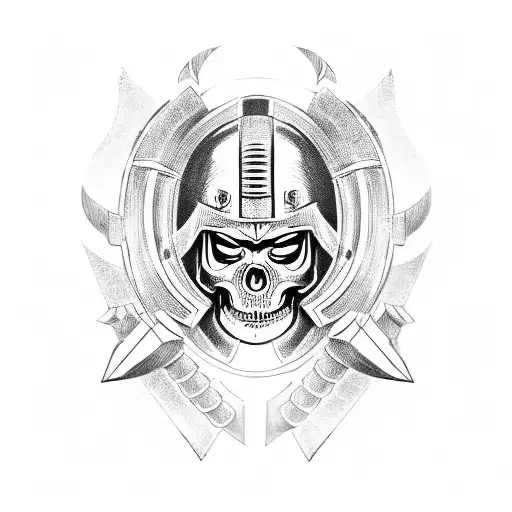 skeleton soldier with spartan helmet tattoo design idea