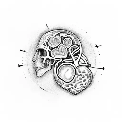 half brain half heart tattoo design idea