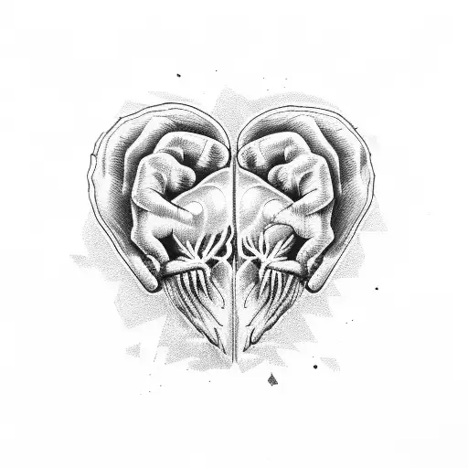 half brain half heart 2D split by a line tattoo design idea