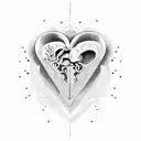 mininalist half brain half heart 2D split by a line tattoo design idea