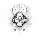 mininalist half brain half heart 2D split by a line tattoo design idea