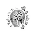 mininalist half brain one side, half heart 2D split by a line tattoo design idea