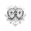 mininalist half brain one side, half heart 2D split by a line tattoo design idea