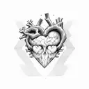 half brain half heart 2D tattoo design idea