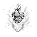 half brain half heart 2D tattoo design idea