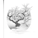 sword and cherry blossom tree tattoo design idea