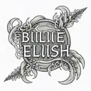 Text saying "Billie Eilish - LUNCH (one take T009) tattoo design idea