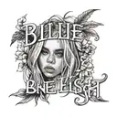 Text saying "Billie Eilish - LUNCH (one take T009) tattoo design idea