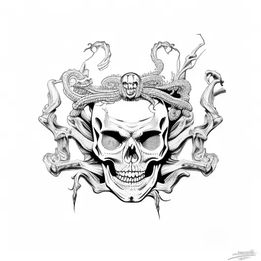 skeleton medusa tattoo design idea