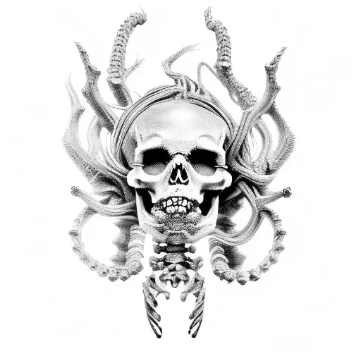 skeleton medusa tattoo design idea