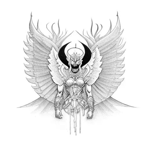 The epic battle between angels and demons tattoo design idea