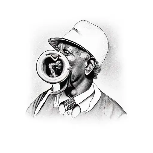 old black man brazilian, wit hat, pipe in mouth tattoo design idea