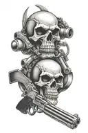 skull Harley logo gun intertwined tattoo design idea