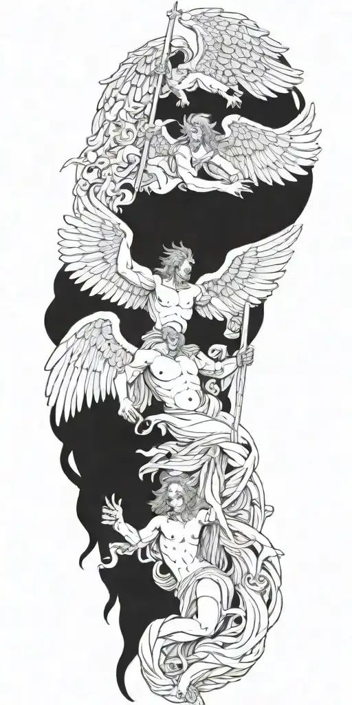 angels vs demons tattoo design idea