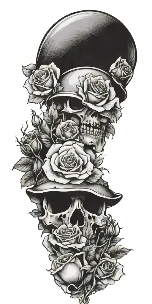 military infantry tattoo with roses tattoo design idea