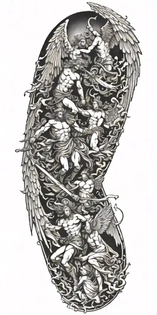 heaven angels vs demon tattoo design idea