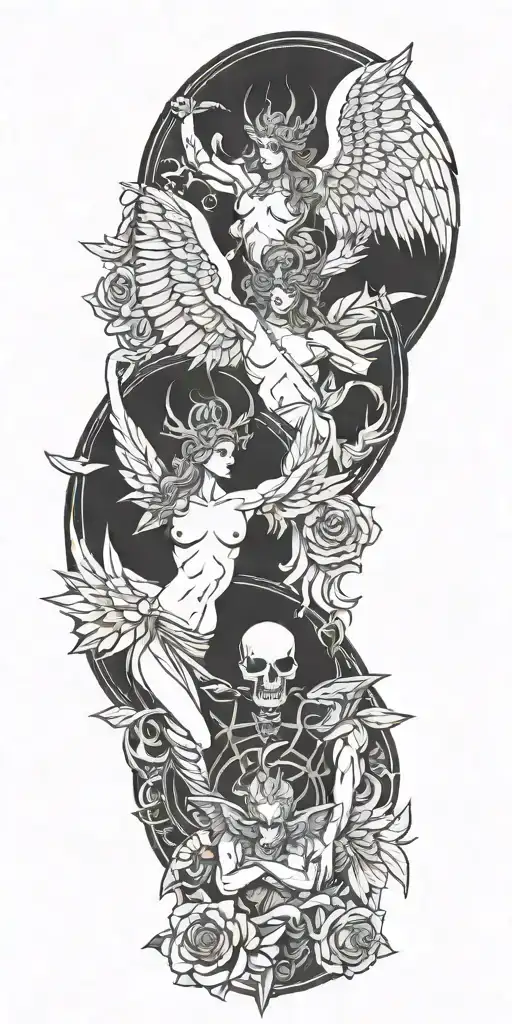 angels vs demons tattoo design idea