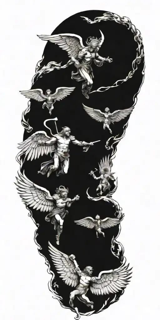 heaven angels vs demon tattoo design idea