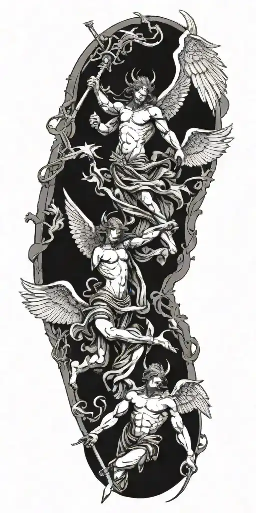 heaven angels vs demons tattoo design idea