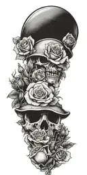 military infantry tattoo with roses tattoo design idea