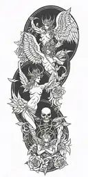 angels vs demons tattoo design idea