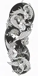 angels vs demons tattoo design idea