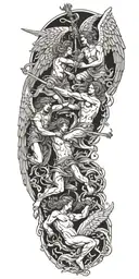 angels fighting demons tattoo design idea