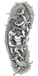 angels fighting demons tattoo design idea