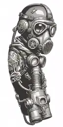 Bradley tank, infantry, gas mask tattoo design idea