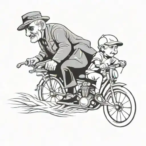 untill we meet again rip grandpa riding with his grandson   tattoo design idea