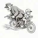 untill we meet again rip grandpa riding with his grandson   tattoo design idea