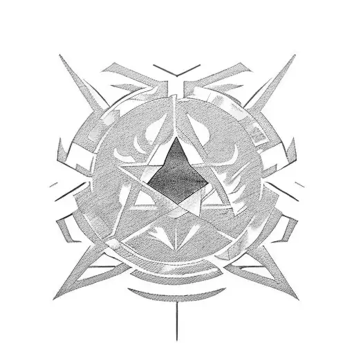 a mix between the logos of dragon ball, supernatural, the lord of the rings and the symbol of the rebelion in star wars tattoo design idea