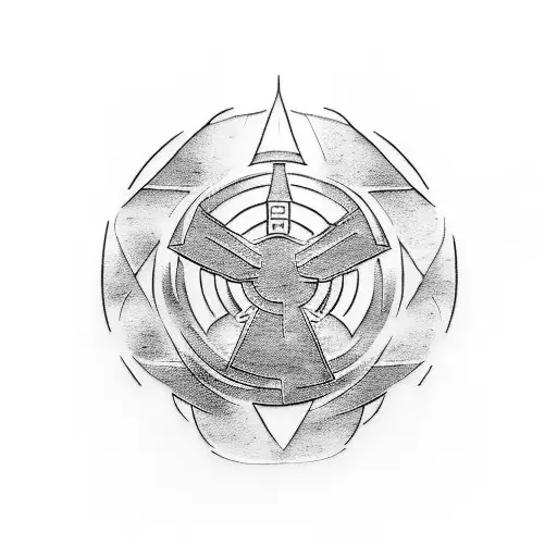 a mix between the logos of dragon ball, supernatural, the lord of the rings and the symbol of the rebelion in star wars tattoo design idea