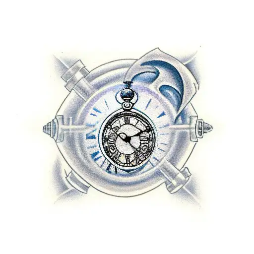 broken pocket watch tattoo design idea