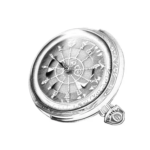 broken pocket watch tattoo design idea