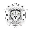 half lion half lamb with a cross in the middle and 3 crosses at the bottom tattoo design idea