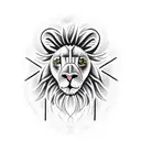 half lion half lamb with a cross in the middle and 3 crosses at the bottom tattoo design idea