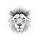 half lion half lamb with a cross in between  tattoo design idea
