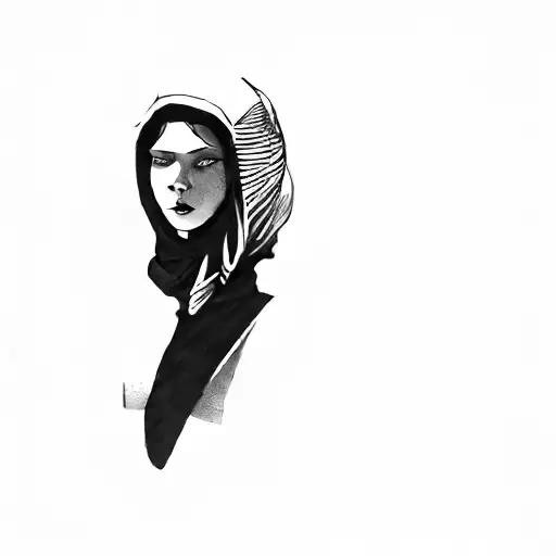 a blond woman in a black hoodie tattoo design idea