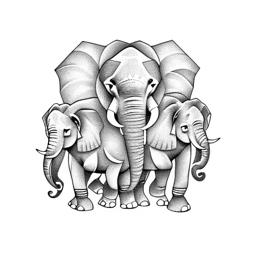 three elephants  tattoo design idea